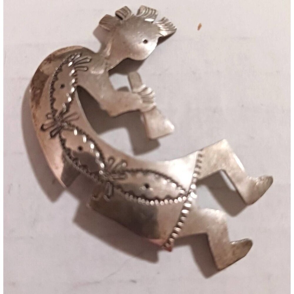 Native American vintage Sterling Kokopelli brooch pin signed   NAP 1048